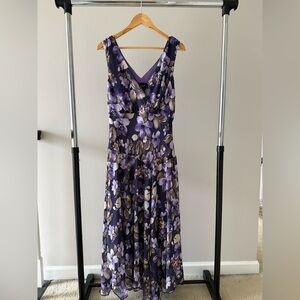 Connected Apparel Purple Floral Midi Dress